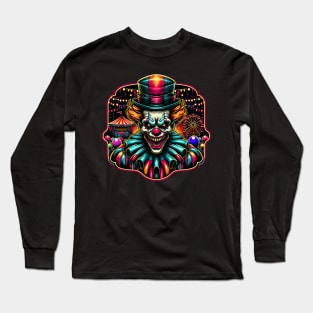 Carnival Clown: Eerie Vector Illustration Long Sleeve T-Shirt